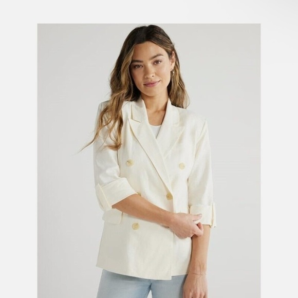 🆕 SOPHIA VERGARA Elegant Cream Double-Breasted Women's Blazer in Size: Large - Picture 1 of 1